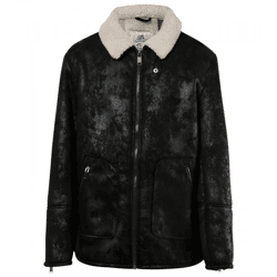 Sixth June Men's Transition Jacket Made of Faux Shearling, Spring Jacket with an Antique Look, 22267 Black