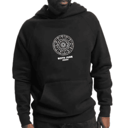 Sixth June Zodiac Herren Kapuzen-Pullover mit Baumwollanteil Sweat-Pullover mit Sternzeichen-Kreis-Print Langarm-Hoodie M22629VSW Schwarz