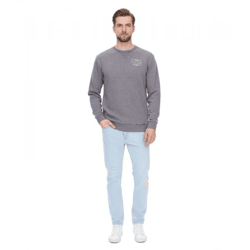 SKY REBEL Herren Rundhals-Pullover Baumwoll-Sweater im Antik-Look H10068C21372A 12400 Grau
