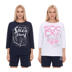 SOCCX by Carina Damen Oversized Sweatshirt mit Rundhals-Ausschnitt Alltags-Pulli Blau oder Weiß