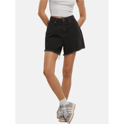 sommerliche Just Rhyse Damen Shorts Denim mit Baumwolle Schwarz