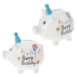 Spardose Sparschwein Happy Birthday, groß,ca.17x16cm