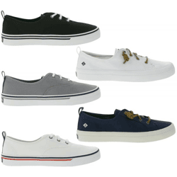 SPERRY Crest CVO oder Vibe Canvas Damen Freizeit-Sneaker mit Memory-Foam Sohle Alltags-Schuhe Schnür-Schuhe Schlupf-Schuhe Weiß, Grau, Sc