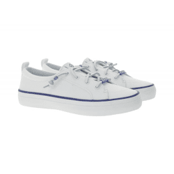 SPERRY Crest Vibe Canvas Damen Freizeit-Sneaker nachhaltige Alltags-Schuhe Schlupf-Schuhe STS88472 Weiß/Blau