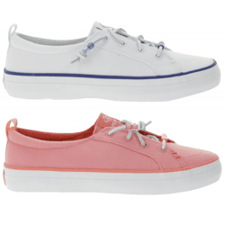 SPERRY Crest Vibe Canvas Damen Freizeit-Sneaker nachhaltige Alltags-Schuhe Schlupf-Schuhe STS884 Flamingo Pink oder Weiß