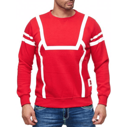 Sportlicher Herren Casual-Pullover mit Kontrastprint Rundhals-Sweater 19045 Rot