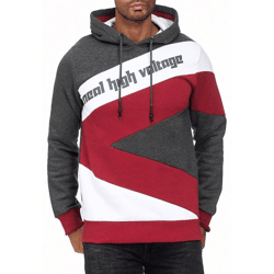Men's Sporty Hoodie in a Color-Blocking Style Hooded Sweatshirt 4727 Anthracite/White/Bordeaux