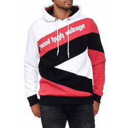 Men's Sporty Hoodie in a Color-Blocking Style Hooded Sweatshirt 4727 White/Red/Black