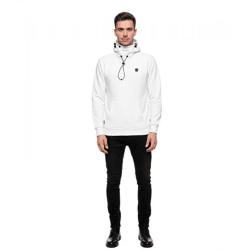 Men's Athletic Hoodie with a Cool Hood Sweater Hooded Sweatshirt 19140 White
