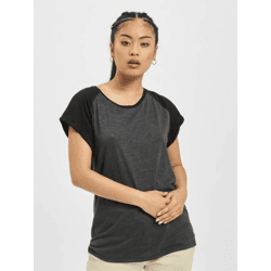 sportliches Urban Classics Damen T-Shirt 140 g/m² mit Baumwolle Grau/Schwarz