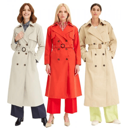 stilvoller Damen Mantel im Trenchcoat-Stil mit Reverskragen Business-Jacke in Khaki, Beige oder Rot