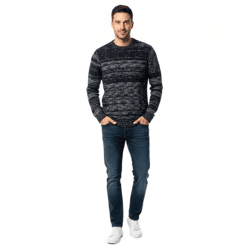 Stilvoller und hochwertiger melierter Strickpullover für einen modernen und vielseitigen Alltagslook 6245 Marine 