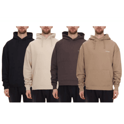 STONES Herren Hoodie moderner Baumwoll-Pullover Kapuzen-Pullover mit Logo-Stick Oversized-Fit 400gsm Braun, Beige, Schwarz