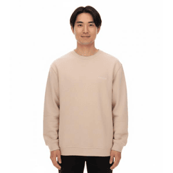 STONES Herren Oversized-Pullover moderner Baumwoll-Sweater mit Rundhals-Ausschnitt Sweatshirt 400gsm mit Logo-Stick Beige