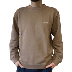 STONES Herren Pullover Baumwoll-Sweater Rundhals-Sweater Oversize-Sweater 400gsm Sweatshirt Braun