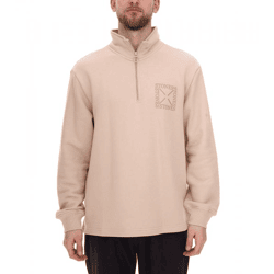 STONES Herren Sweater mit Reißverschluss moderner Troyer-Pullover mit Stehkragen Baumwoll-Pullover 400gsm mit Logo-Stick Oversized-Fit Bei