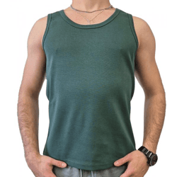 STONES Herren Tank Top Baumwoll-Shirt Rundhals-Top Achsel-Shirt Unterhemd Grün