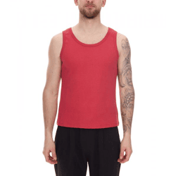 STONES Herren Tank Top modernes Baumwoll-Shirt Rundhals-Top farbenfrohes Achsel-Shirt Unterhemd Rot