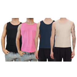 STONES Herren Tank Top modernes Shirt aus Baumwolle Rundhals-Top Muskel-Shirt Unterhemd Dunkelblau, Schwarz, Pink oder Beige