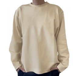 STONES Waffle Herren Pullover aus Baumwolle in Waffel-Optik Oversized-Sweater mit Rundhals-Ausschnitt 400gsm Sweatshirt Beige