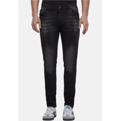 stylische 2Y Premium Herren Jeans Skinny Fit Stretch Reißverschluss mit Baumwolle Schwarz
