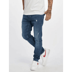 stylische DEF Herren Jeans Slim Fit Stretch Kordelzug mit Baumwolle Blau