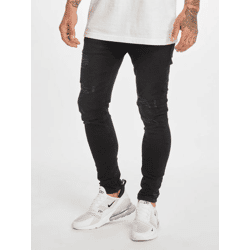stylische DEF Herren Jeans Slim Fit Taschen mit Baumwolle Schwarz