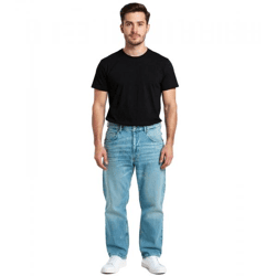 stylische Herren Jeans im Skater Fit-Stil Denim-Hose mit Reißverschluss BR-11000-1700 Hell-Blau