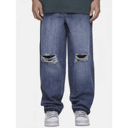 stylische MJ Gonzales Herren Jeans Reißverschluss Oversize mit Baumwolle Blau