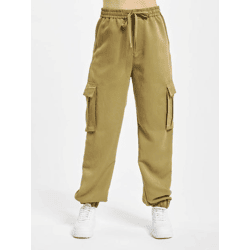 stylische Urban Classics Damen Jeans Kordelzug Reißverschluss 188 g/m² Khaki