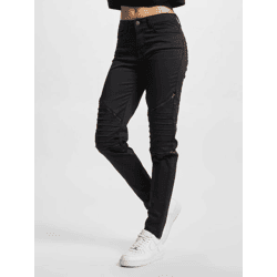 stylische Urban Classics Damen Jeans Skinny Fit Stretch Reißverschluss mit Baumwolle Schwarz