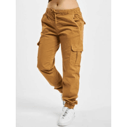 stylische URBAN CLASSICS Damen Jeans Stretch Reißverschluss Taschen mit Baumwolle Braun