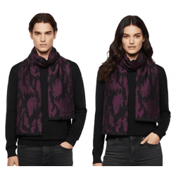 stylischer roberto cavalli Schal für Damen und Herren Halstuch aus reiner Wolle WOV06600003-02374 Schwarz/Rot