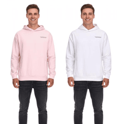 SUBLEVEL Herren Kapuzen-Pullover Baumwoll-Hoodie mit Eingriffstaschen Sweater H10014T21326A in Rosa oder Weiß