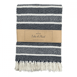 Take a Plaid 55 recycelte Baumwolle schwarz 130 x 180 cm