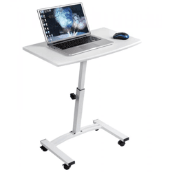 Tatkraft Cheer Laptop-Tisch höhenverstellbarer Arbeits-Tisch Laptop-Ständer 360 Grad drehbare Räder Bett-Tisch 40x60cm 10345 Weiß