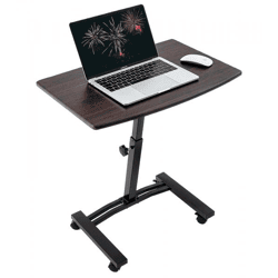 Tatkraft Salute Laptop-Tisch höhenverstellbarer Arbeits-Tisch mit Mausablage 360 Grad drehbare Räder Bett-Tisch 60x40cm 13353 Braun