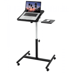 Tatkraft Vanessa Laptop-Tisch höhenverstellbarer Arbeits-Tisch mit Mausablage 360 Grad drehbare Räder Bett-Tisch 40x45cm 13582 Schwarz