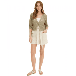 Great women's twill shorts with a drawstring waistband—Cotton Shorts 979948 Beige