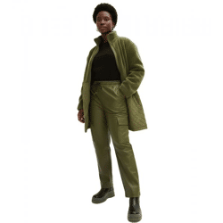 trendige Damen Lederimitat-Hose mit elastischem Gummibund Freizeit-Hose 914386 Dunkelkhaki