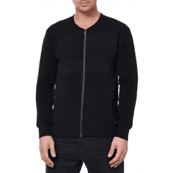 Trendige Herren Strick-Jacke im College-Look Sweat-Jacke Pullover 13337 Schwarz