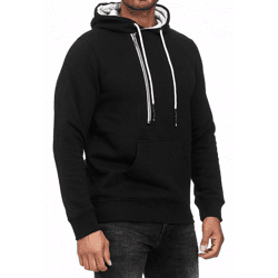 Trendy men's hooded sweater with side zipper Hoodie Sweater 7006 Black