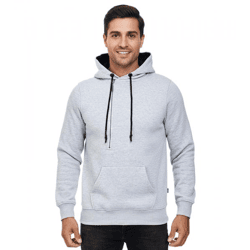 Trendy men's hooded sweater with side zipper Hoodie Sweater 7006 Gray Melange