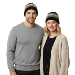Trust Co Unisex Häkel-Mütze Winter-Mütze weiche Strick-Mütze mit Streifen Baumwoll-Mütze 7312GUY Navy/Weiß/Grün