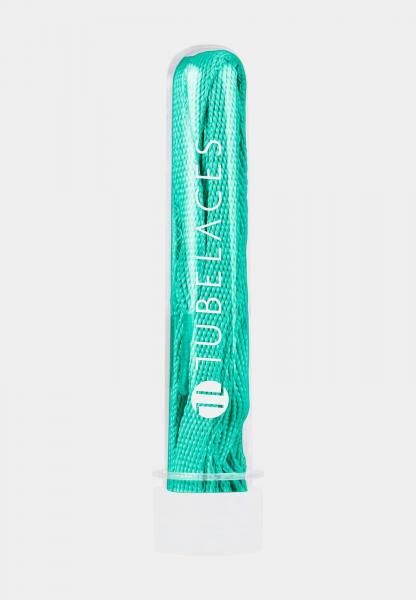 TubeLaces White Flat Shoelaces, Turquoise