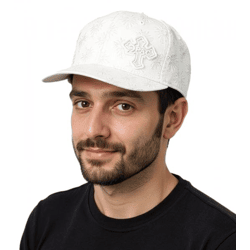 Tupac Damen und Herren Hip Hop Cap mit Kreuz-Stickerei 2PAC Flat-Rim TC108767TUP4 Weiß
