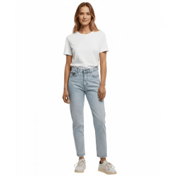 UNEFFECTED Basic Baggys Damen Jeans im 5 Pocket-Style Baumwoll-Hose eisblau