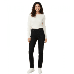 UNEFFECTED Damen Premium Destroyed Straight Fit Jeans Baumwolle schwarz