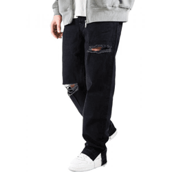 UNEFFECTED Weite Destroyed Loose Fit Jeans schwarz