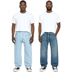 urbane Herren Baggy-Pants mit Bindeband Jeans im Jogger-Stil Denim-Hose BR-12000 in Dunkel-Blau oder Hell-Blau